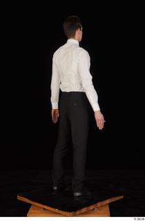  Jamie black shoes black trousers bow tie dressed standing uniform waiter uniform white shirt whole body 0006.jpg